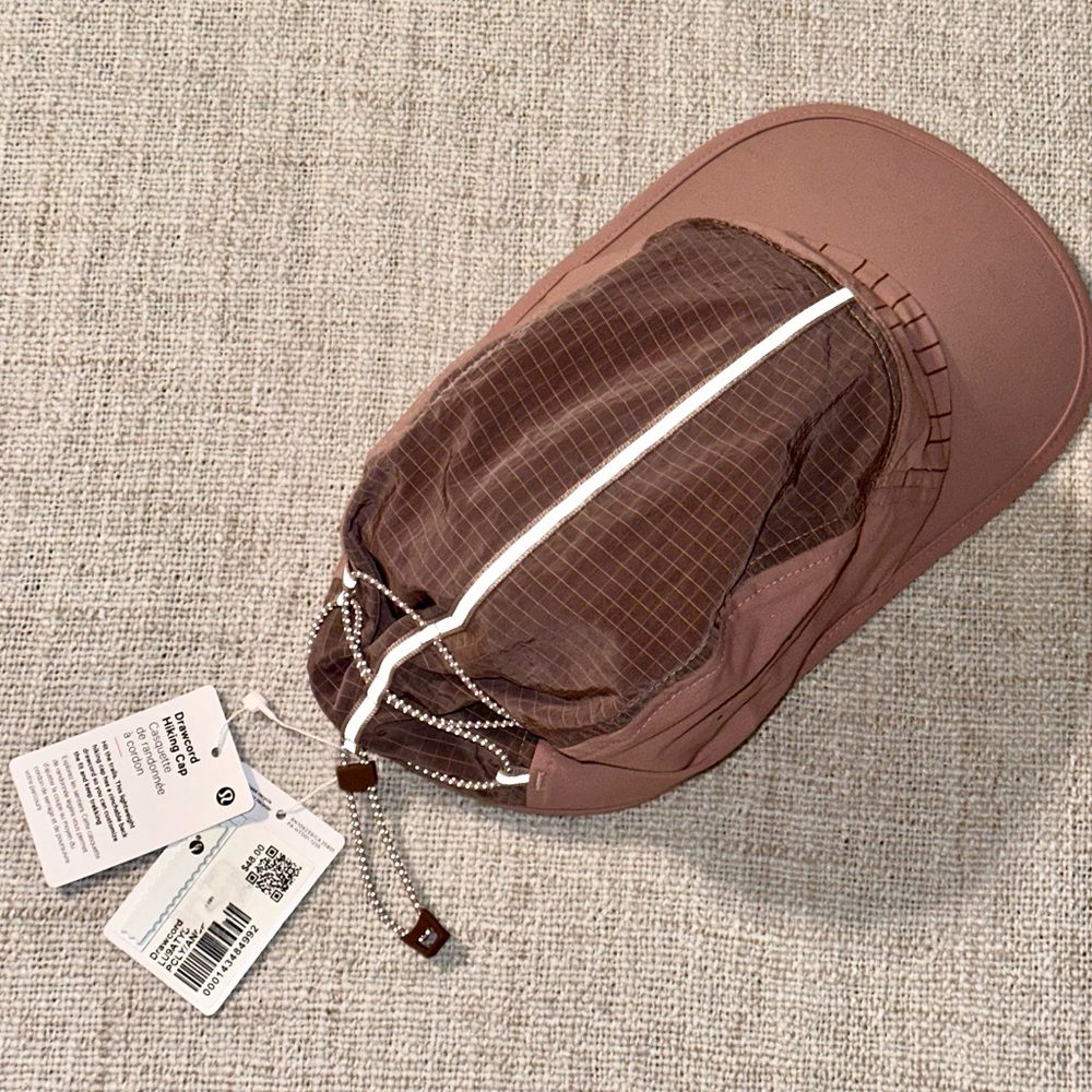 New LULULEMON Drawcord Hiking Cap Rose Pink Clay Hat Moisture Wicking Size S/M - Picture 12 of 16